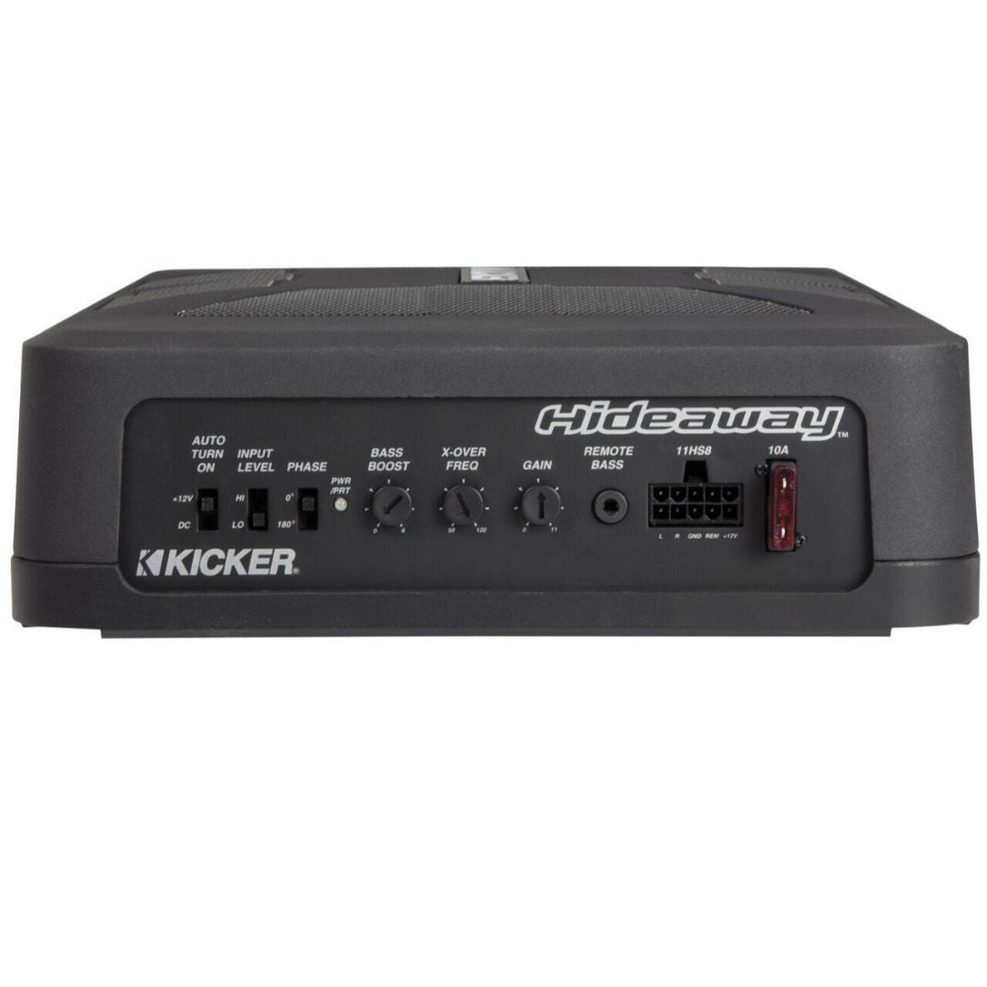 Kicker HS8, Hideaway Compact Powered Subwoofer, 8" Subwoofer and 150 Watt w/ Class D Amplifier (11HS8) (OB)
