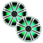 Kicker KM8 8-INCH (200mm) Marine Coaxial Speakerswith 1" tweeters,LED Charcoal and White Grilles,4-OHM (OB)