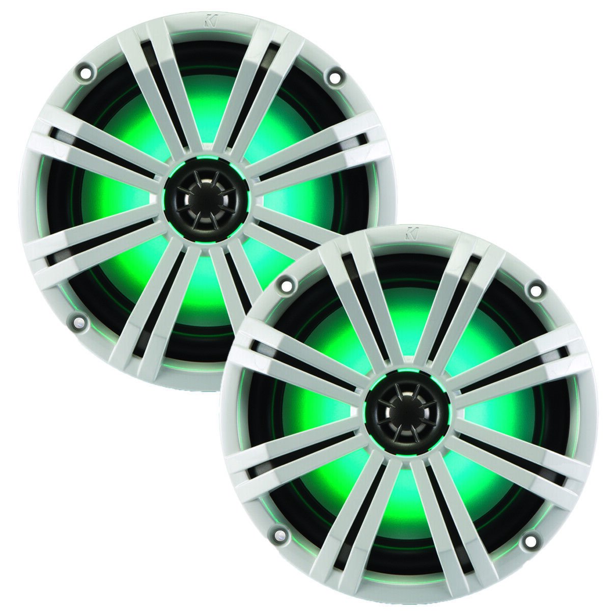Kicker KM8 8-INCH (200mm) Marine Coaxial Speakerswith 1" tweeters,LED Charcoal and White Grilles,4-OHM (OB)