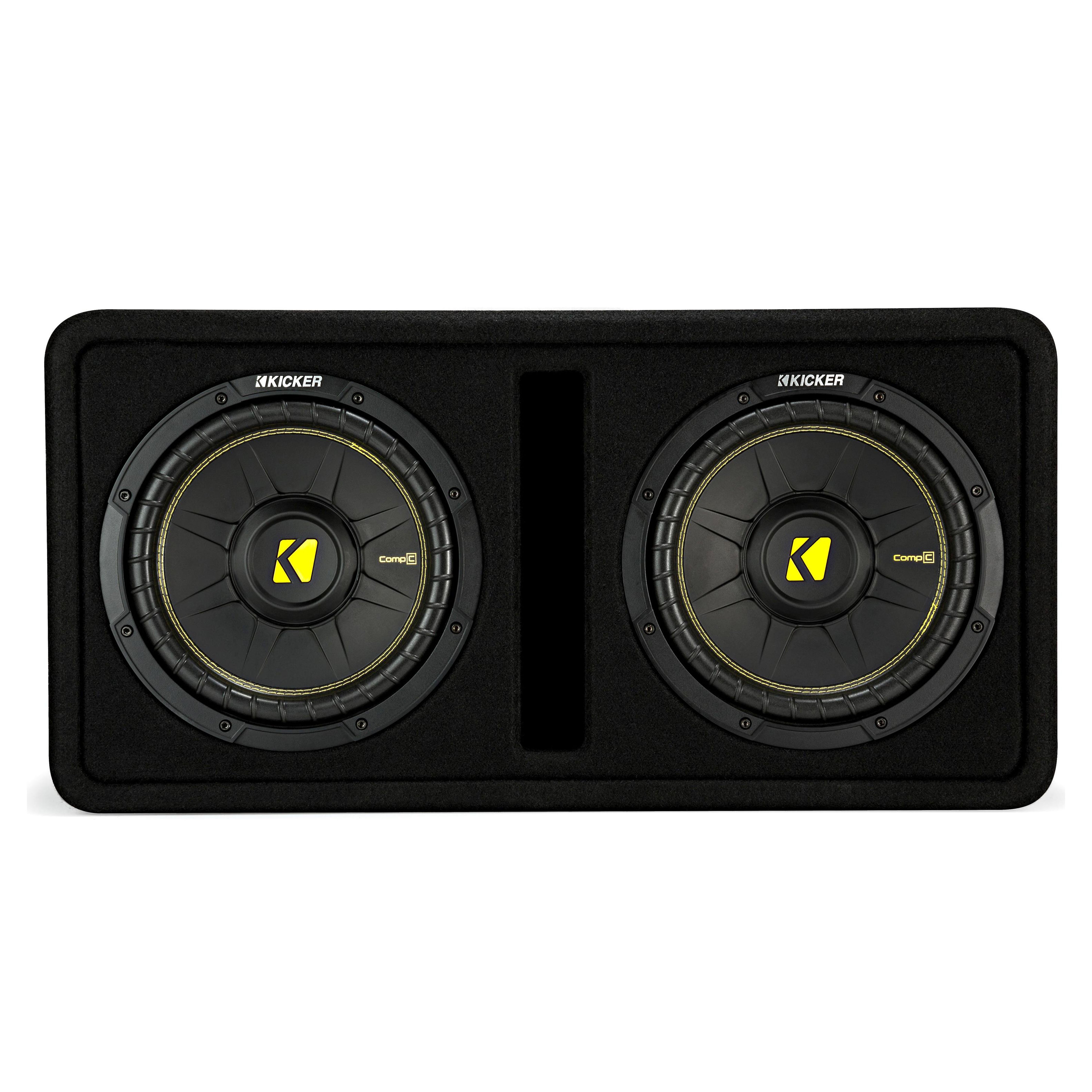 Kicker DCWC122, Dual CompC 12" Subs in Vented Enclosure, 2-Ohm, 600W (44DCWC122) (OB)