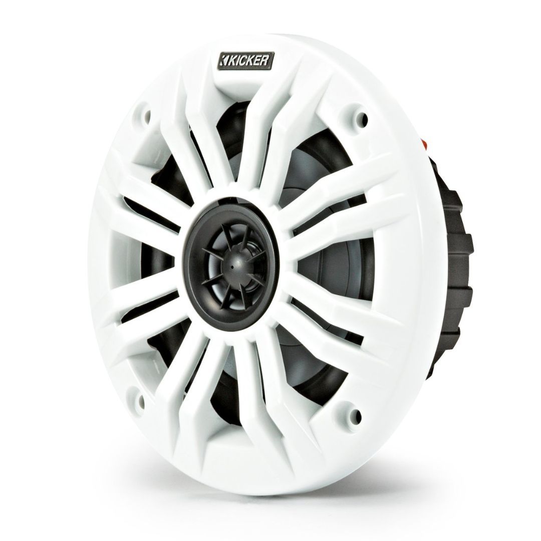 Kicker KM44, KM4 4" Marine Coaxial Speakers w/.5" Tweeters, Charcoal and White,4 Ohm (45KM44) (OB)