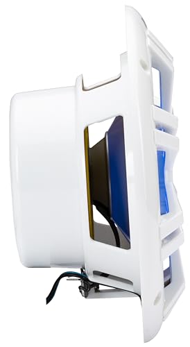 Kicker KM604WL, KM60 6.5" Marine Coaxial Speakers w/.5" Tweeters, Rgb Leds, White, 4-Ohm (51KM604WL) (OB)