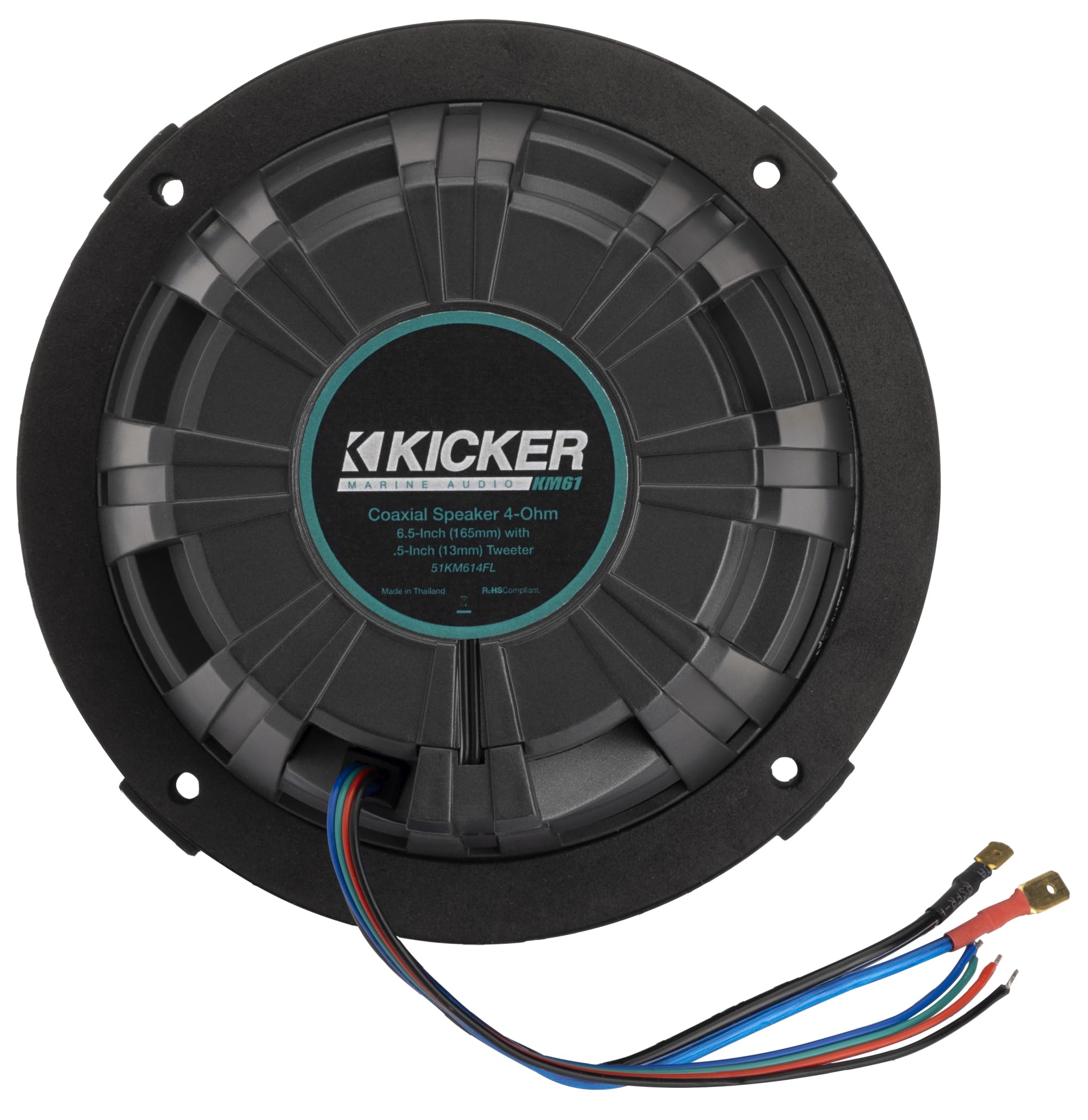 Kicker KM614FL, KM614FL Low Profile Coaxial Marine Speaker w/Rgb 4-Ohm (51KM614FL) (OB)