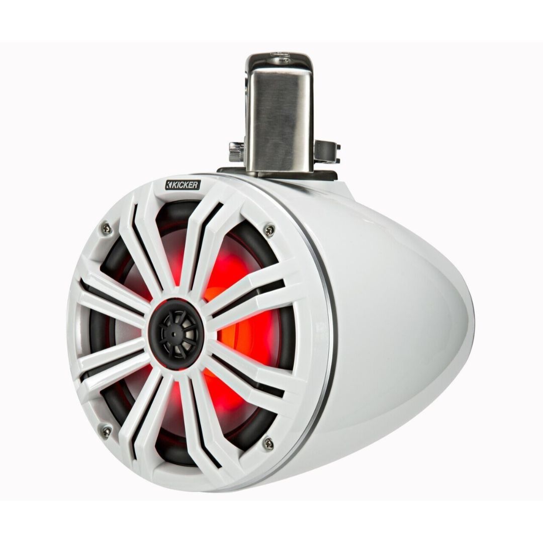 Kicker KMTC8W, KMTC 8" Loaded Marine Can Speakers, White/White (45KMTC8W) (OB)