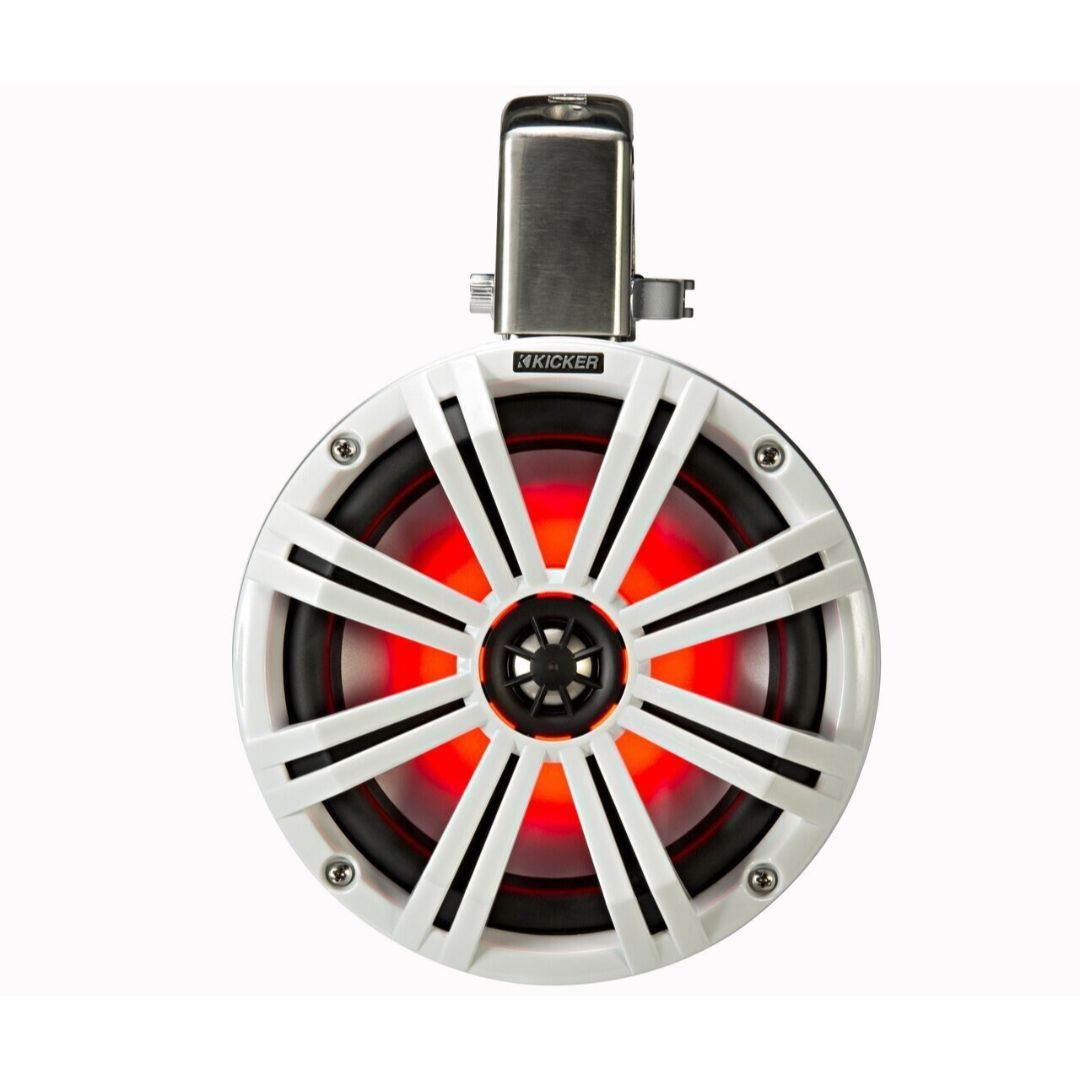 Kicker KMTC8W, KMTC 8" Loaded Marine Can Speakers, White/White (45KMTC8W) (OB)