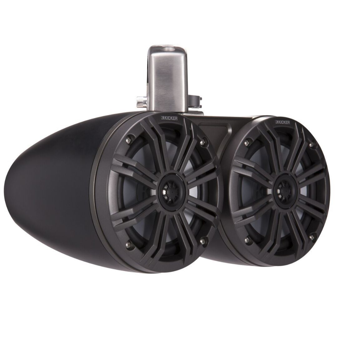 Kicker KMTDC65, KMTDC 6.5" Loaded Marine Dual Cans Speaker Pair, Charcoal/Black (45KMTDC65) (OB)