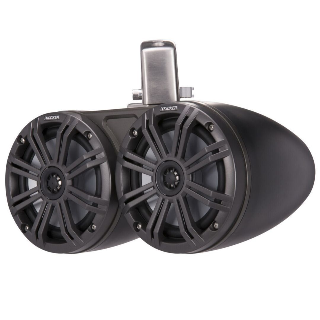 Kicker KMTDC65, KMTDC 6.5" Loaded Marine Dual Cans Speaker Pair, Charcoal/Black (45KMTDC65) (OB)