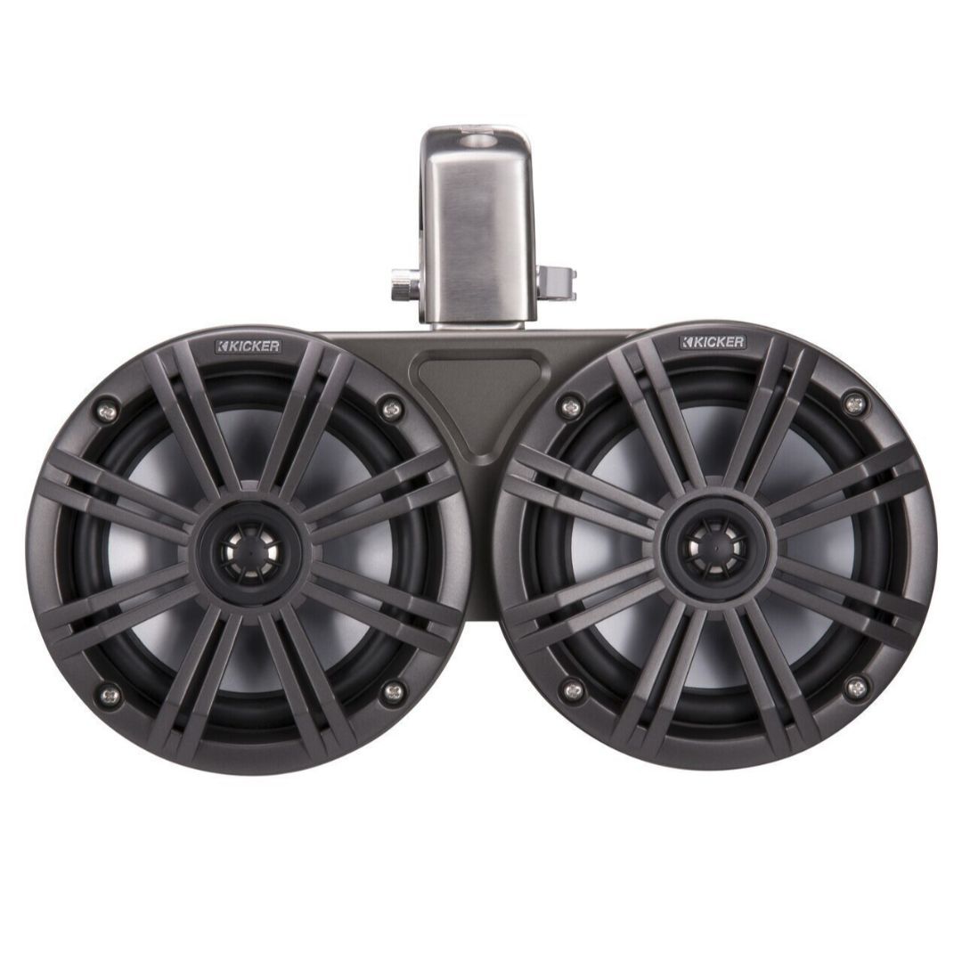 Kicker KMTDC65, KMTDC 6.5" Loaded Marine Dual Cans Speaker Pair, Charcoal/Black (45KMTDC65) (OB)
