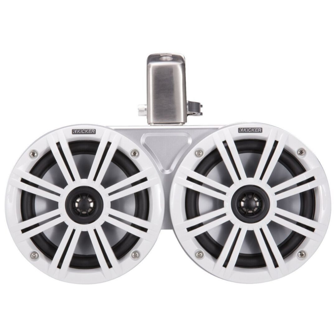 Kicker KMTDC65W, KMTDC 6.5" Loaded Marine Dual Cans Speaker Pair, White/White (45KMTDC65W) (OB)