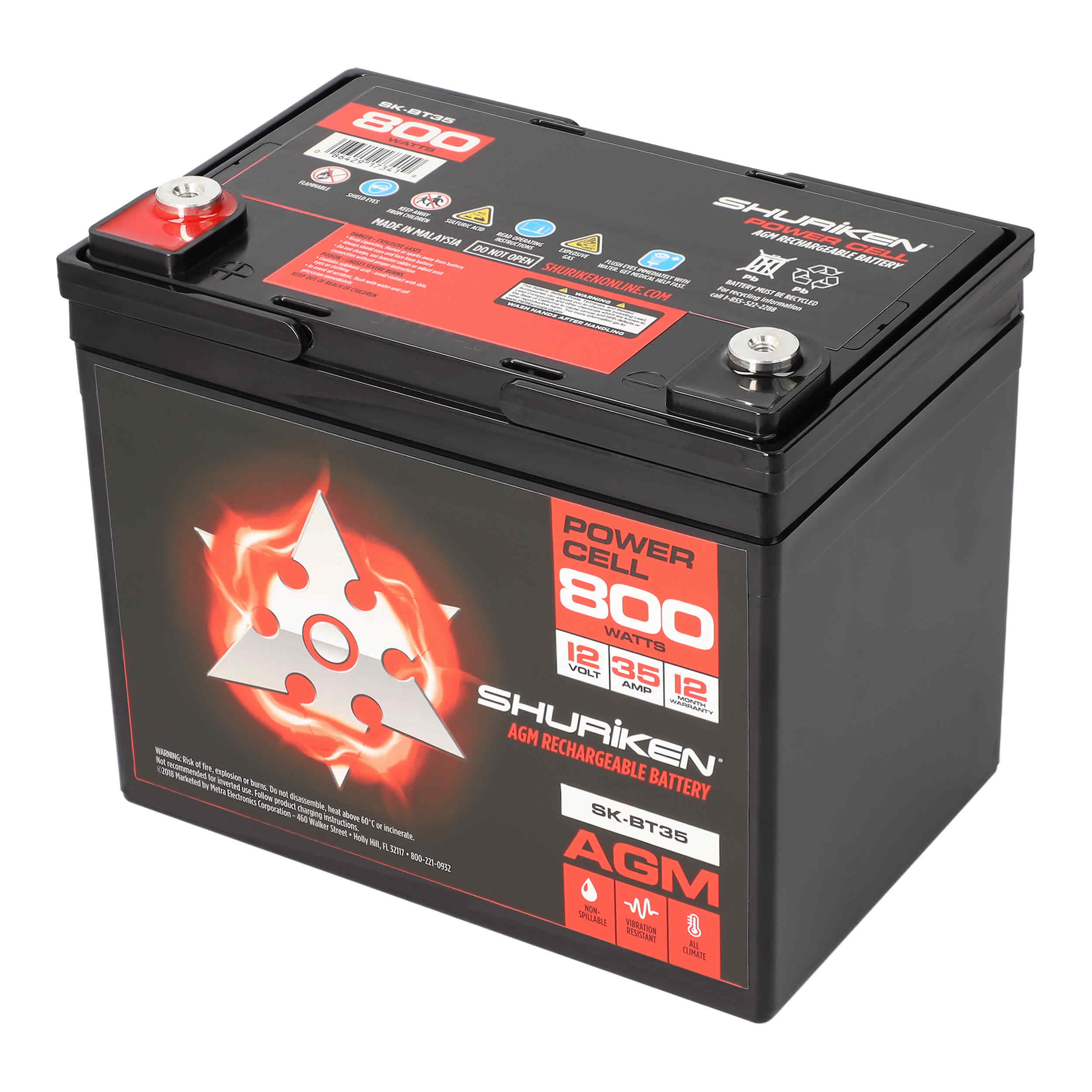 Shuriken SK-BT35, 800W 35Amp Hours Compact Size AGM 12V Battery
