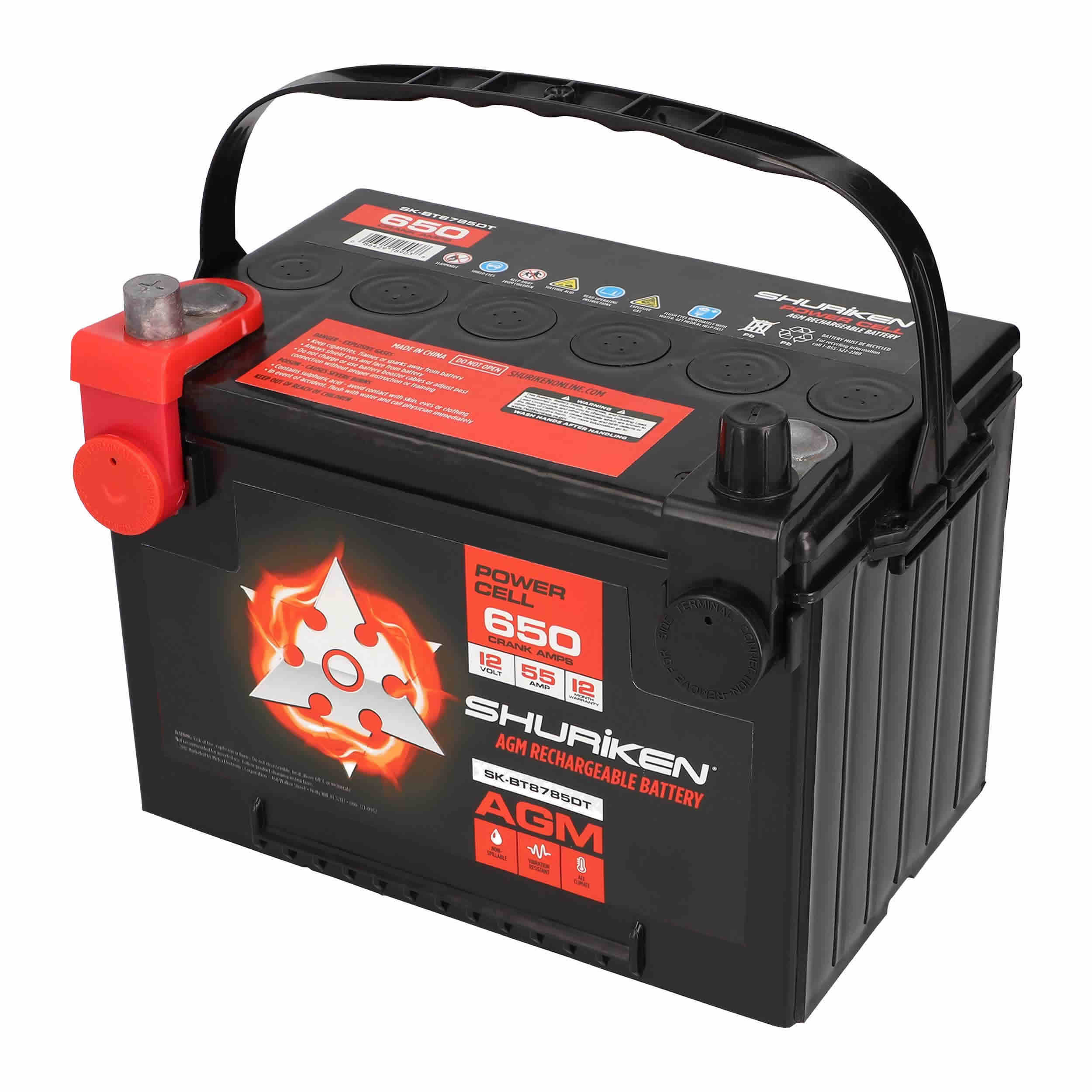 Shuriken SK-BT8785DT, 650W 55Amp Compact Dual Post AGM Battery