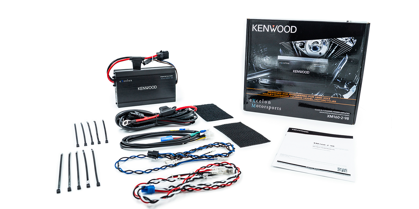 Kenwood XM160-2-98, 2 XM Series 2 Channel Amplifier for 1998-2013 Harley-Davidson Motorcycles