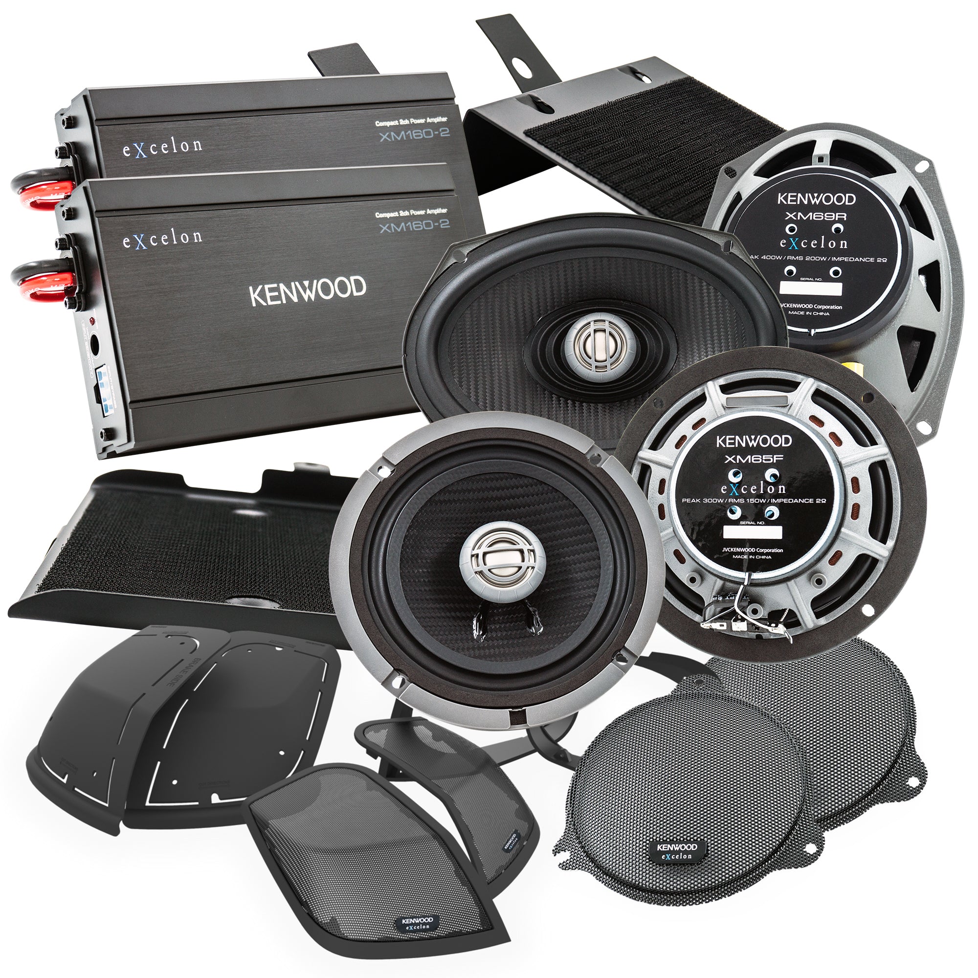 Kenwood P-HD3FR, Plug and Play Front & Rear Amplified Audio Upgrade Package for Select 2014-Up Harley-Davidson Motorcycles