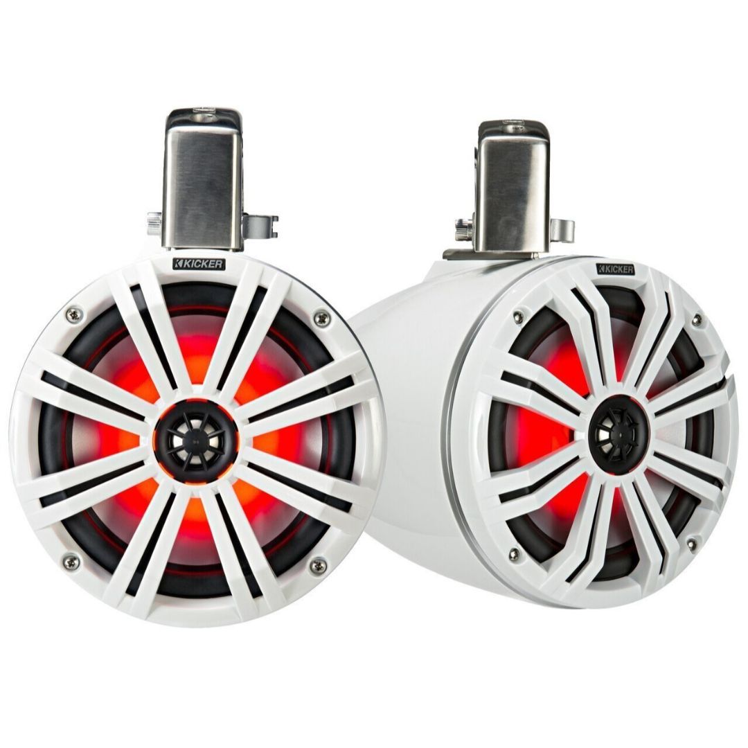 Kicker KMTC65W, KMTDC 6.5" Loaded Marine Cans Speaker, White/White (45KMTC65W) (OB)