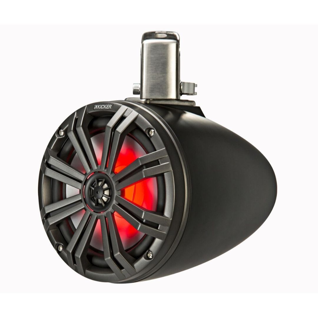 Kicker KMTC8, KMTC 8" Loaded Marine Can Speakers, Charcoal/Black (45KMTC8) (OB)