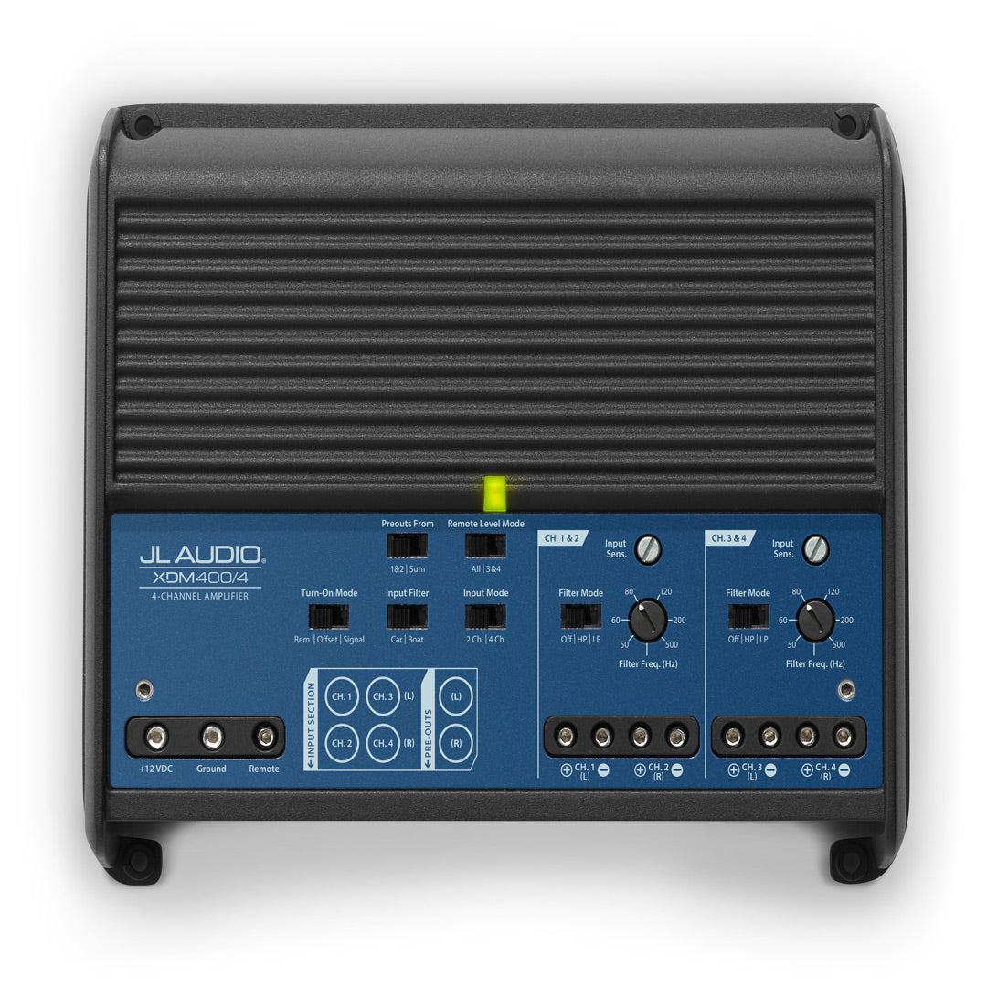 JL Audio XDM400/4, XDM Series Class D 4 Channel Full Range Amplifier - 400 Watts RMS (OB)