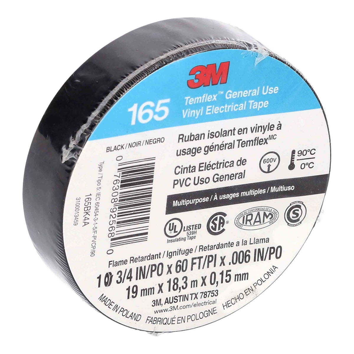 Install Bay 3M165, 3M Economy Vinyl Electrical Tape 3/4" X 60'