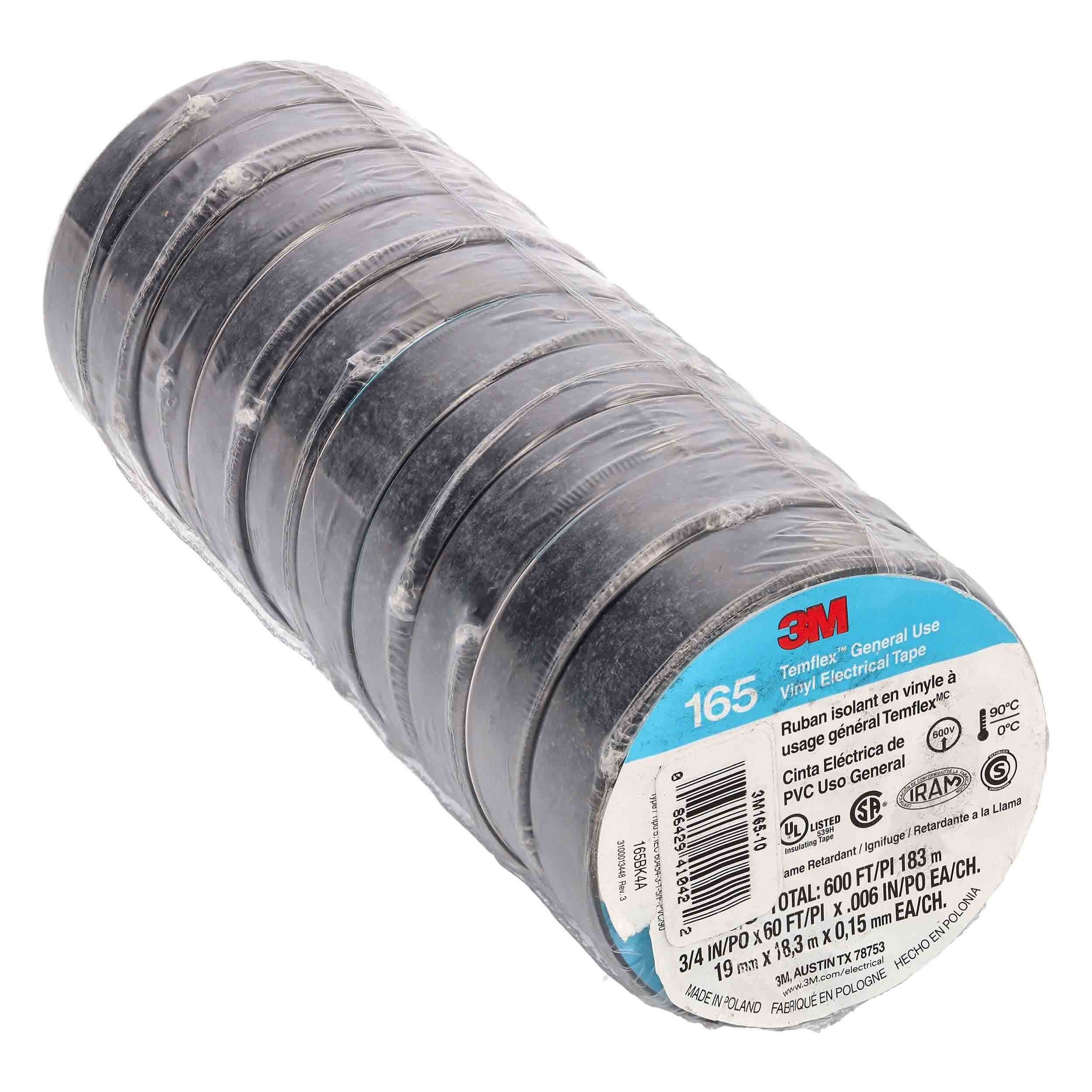 Install Bay 3M165-10, 3M Economy Vinyl Electrical Tape 3/4In X 60Ft - 10 Pack