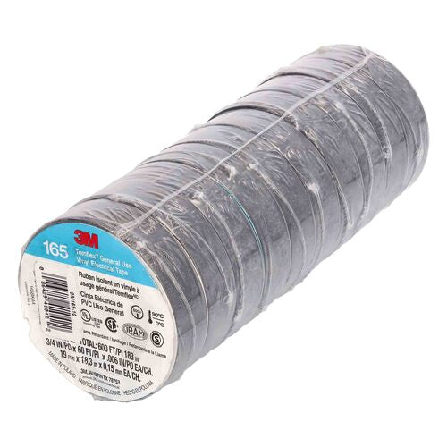 Install Bay 3M165-10, 3M Economy Vinyl Electrical Tape 3/4In X 60Ft - 10 Pack
