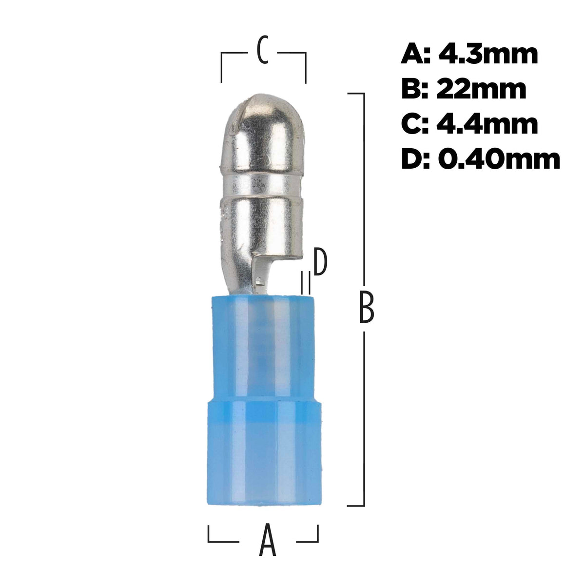 Install Bay BNMB180, Blue Nylon Male Bullet Connector 16-14 Gauge.180 100P