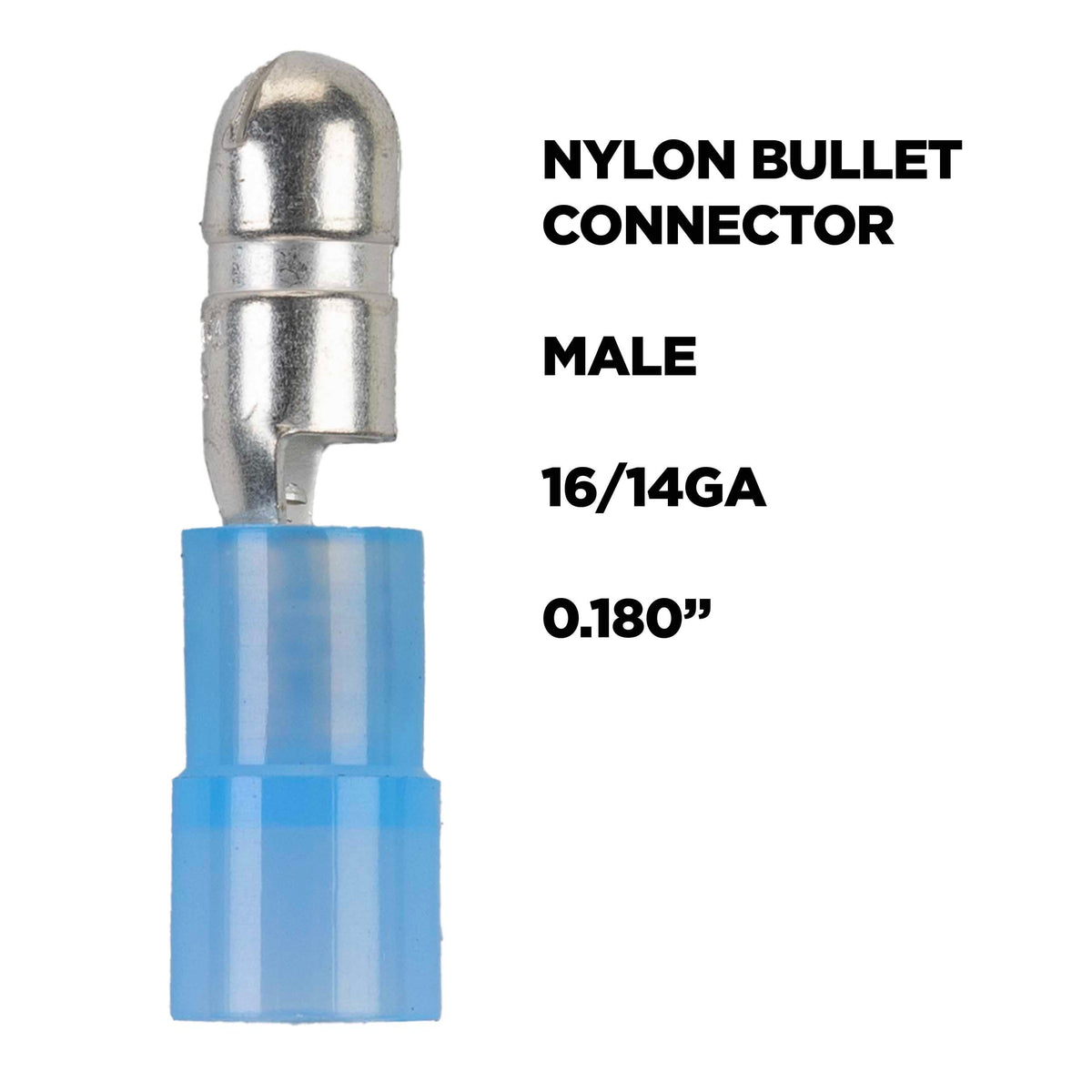 Install Bay BNMB180, Blue Nylon Male Bullet Connector 16-14 Gauge.180 100P