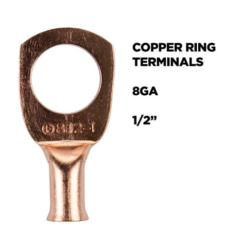 Install Bay CUR812, Copper Uninsulated Ring Terminal 8 Gauge 1/2 inch