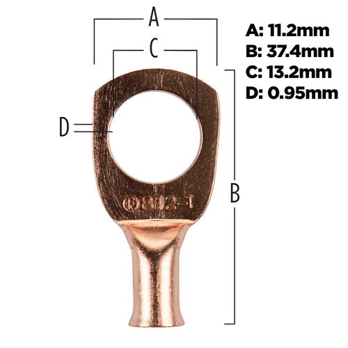 Install Bay CUR812, Copper Uninsulated Ring Terminal 8 Gauge 1/2 inch