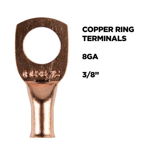 Install Bay CUR838, Copper Uninsulated Ring Terminal 8 Gauge 3/8 inch
