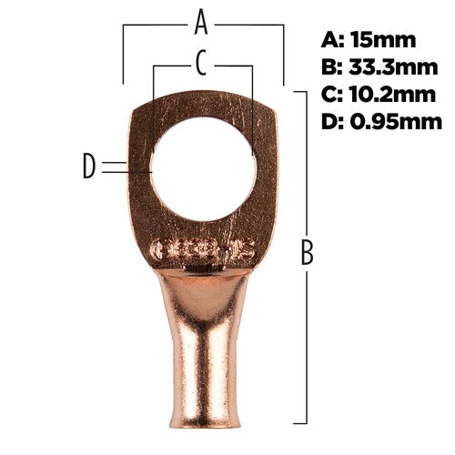 Install Bay CUR838, Copper Uninsulated Ring Terminal 8 Gauge 3/8 inch