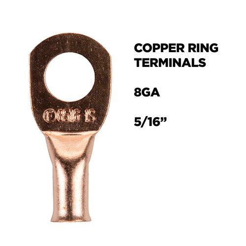 Install Bay CUR8516, Copper Uninsulated Ring Terminal 8 Gauge 5/16 inch