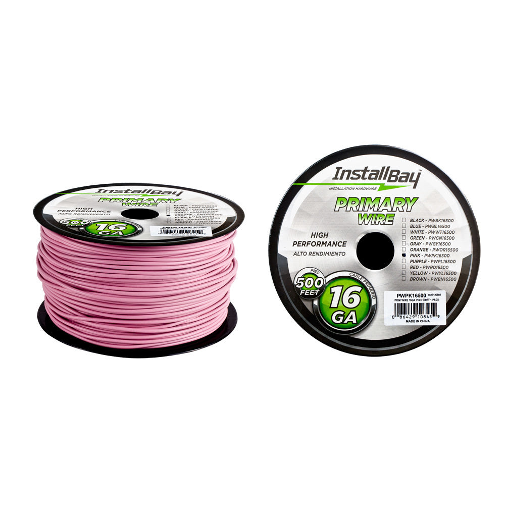 Install Bay PWPK16500, Primary Wire 16 Gauge Pink Coil of 500 feet