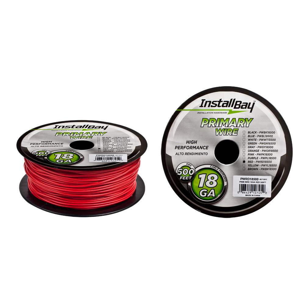Install Bay PWRD18500, Primary Wire 18 Gauge Red - Coil of 500 feet