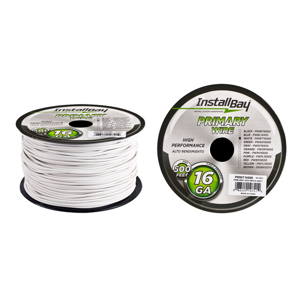 Install Bay PWWT16500, Primary Wire 16 Gauge White - Coil of 500 feet