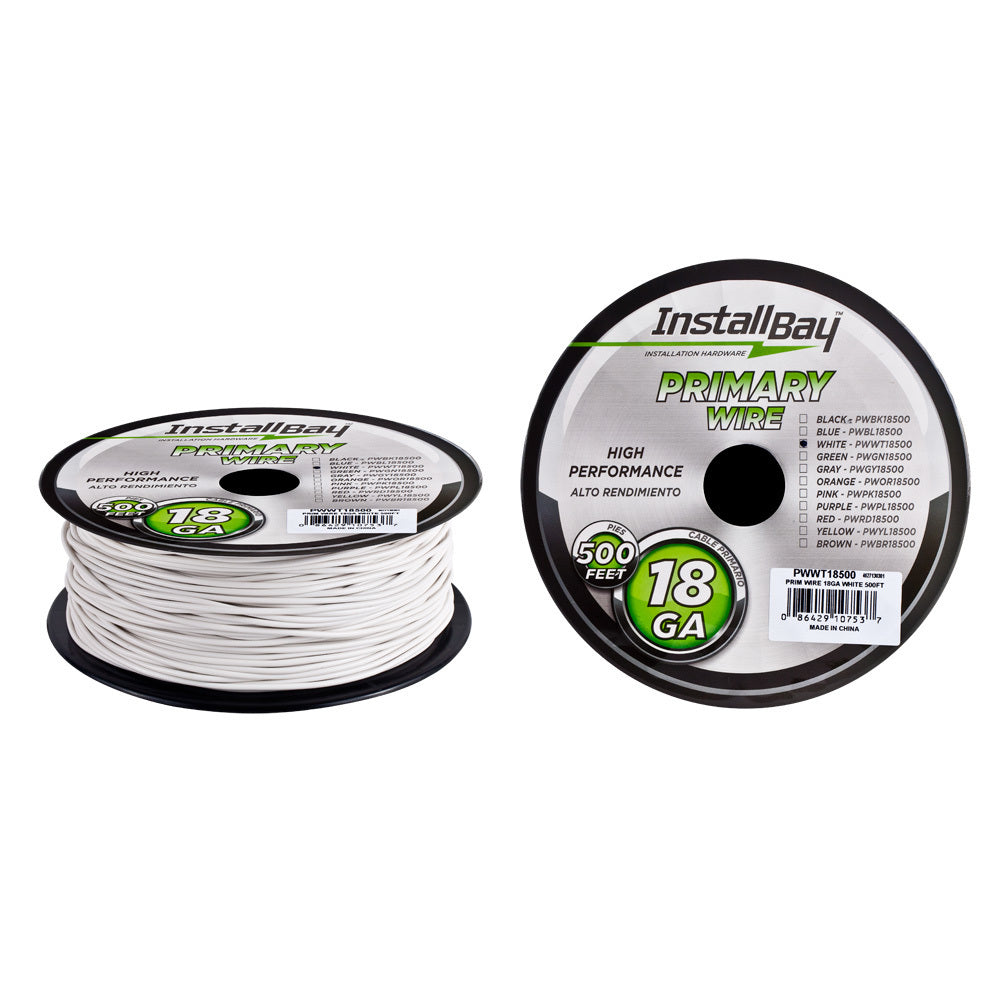Install Bay PWWT18500, Primary Wire 18 Gauge White - Coil of 500 feet