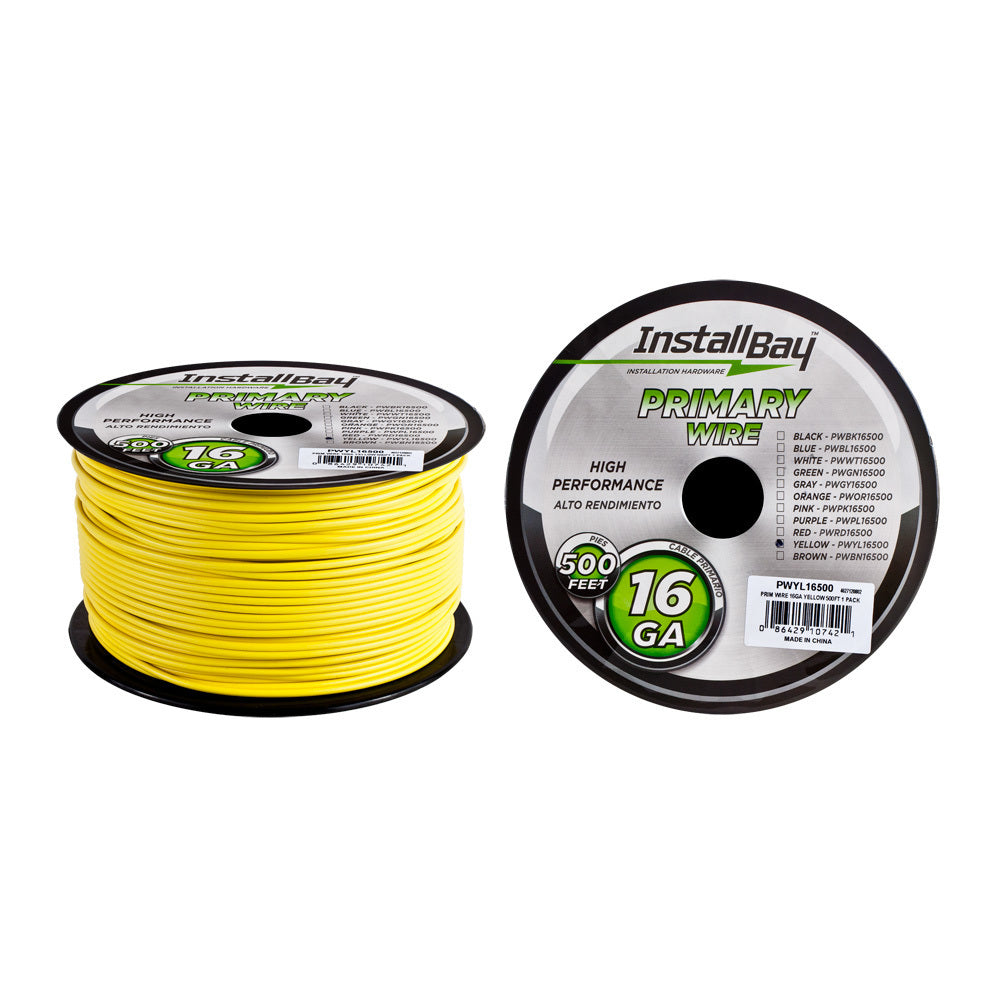 Install Bay PWYL16500, Primary Wire 16 Gauge Yellow - Coil of 500 feet