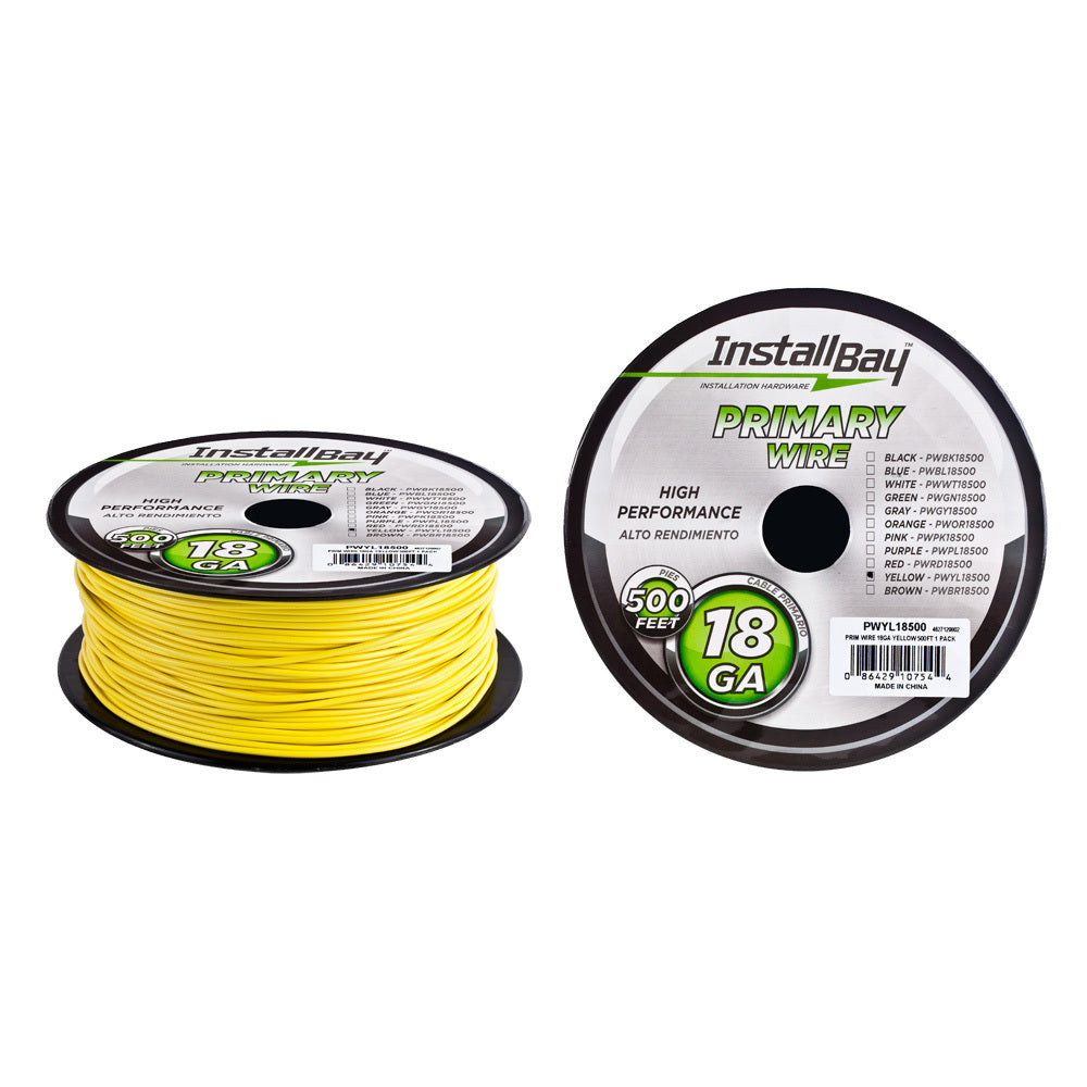 Install Bay PWYL18500, Primary Wire 18 Gauge Yellow - Coil of 500 feet