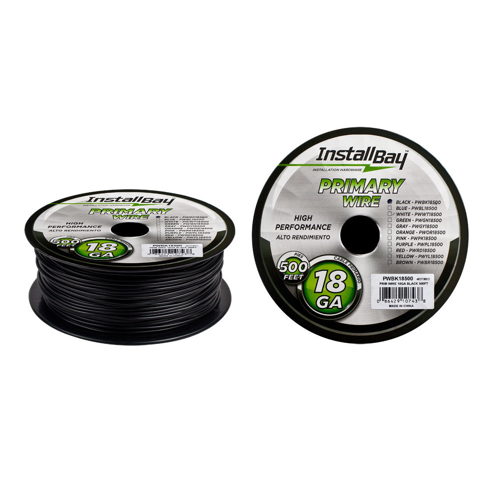 Install Bay PWBK18500, Primary Wire 18 Gauge Black Coil of 500 feet