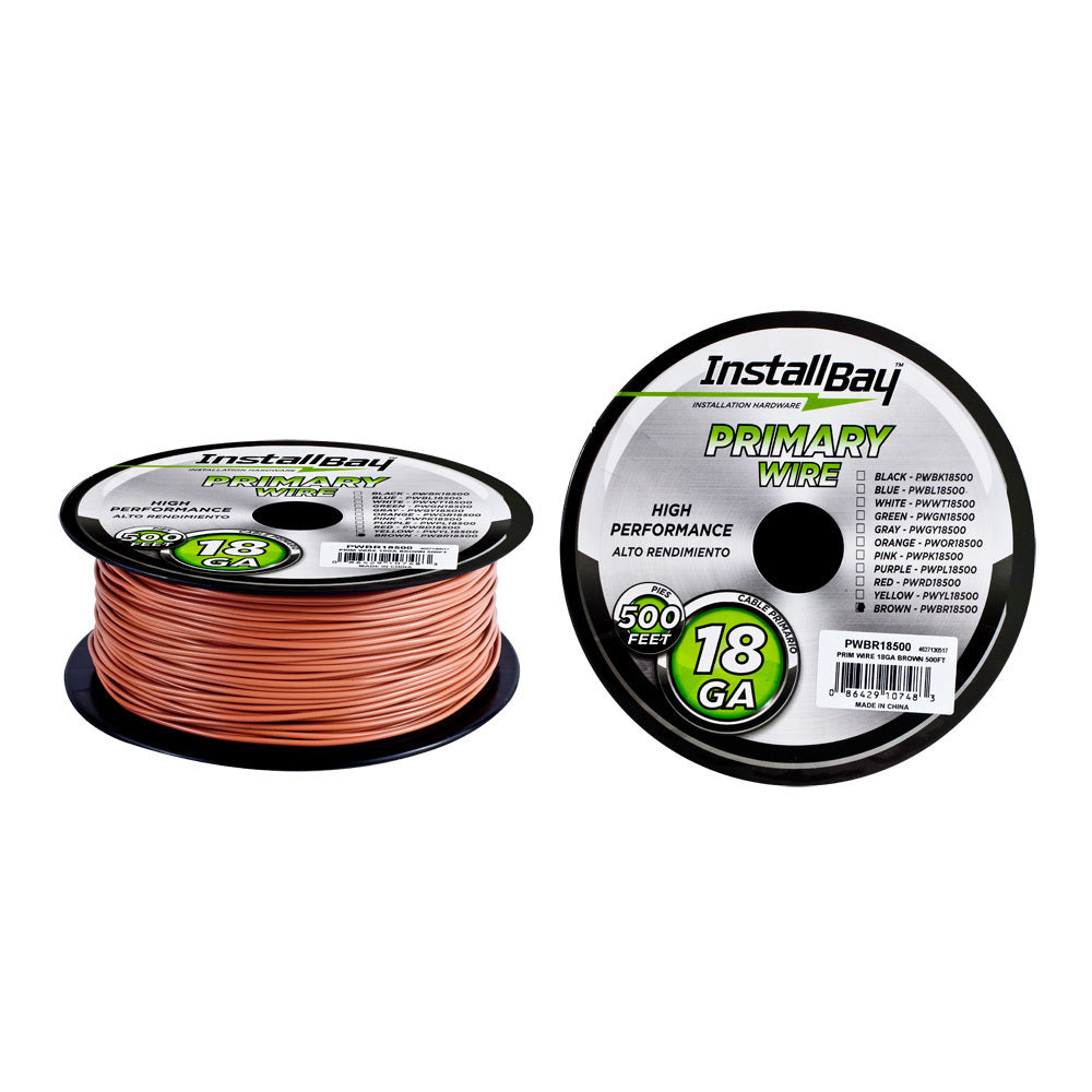 Install Bay PWBR18500, Primary Wire 18 Gauge Brown - Coil of 500 feet