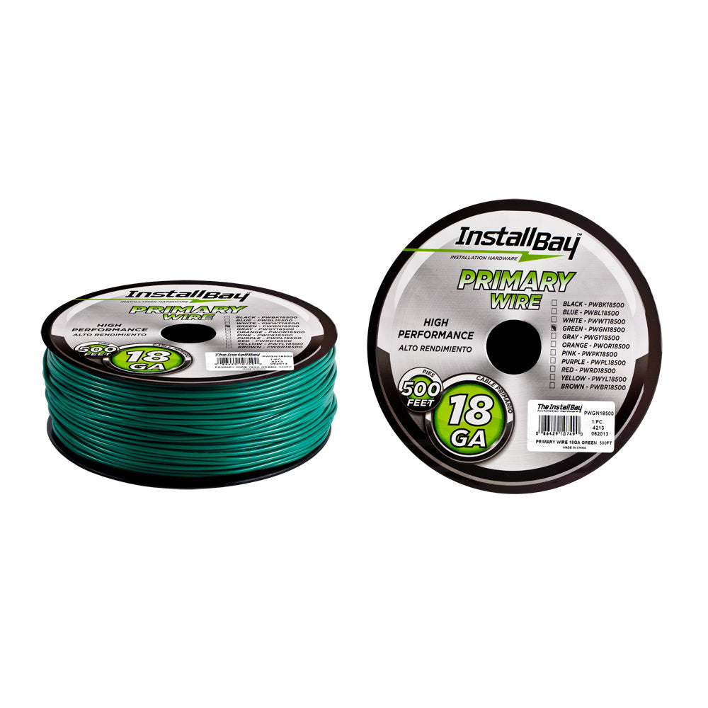 Install Bay PWGN18500, Primary Wire 18 Gauge Green Coil of 500 feet