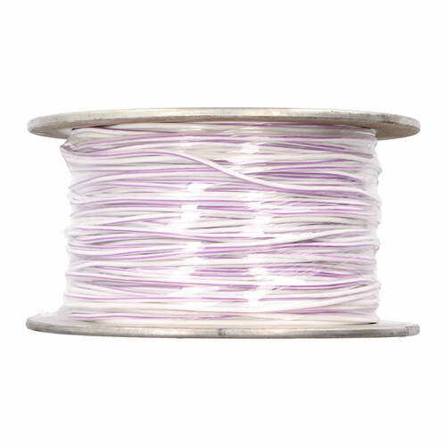 Install Bay US18500WPL, 18 Ga US GPT All Copper Primary Wire White w/Purple Trace