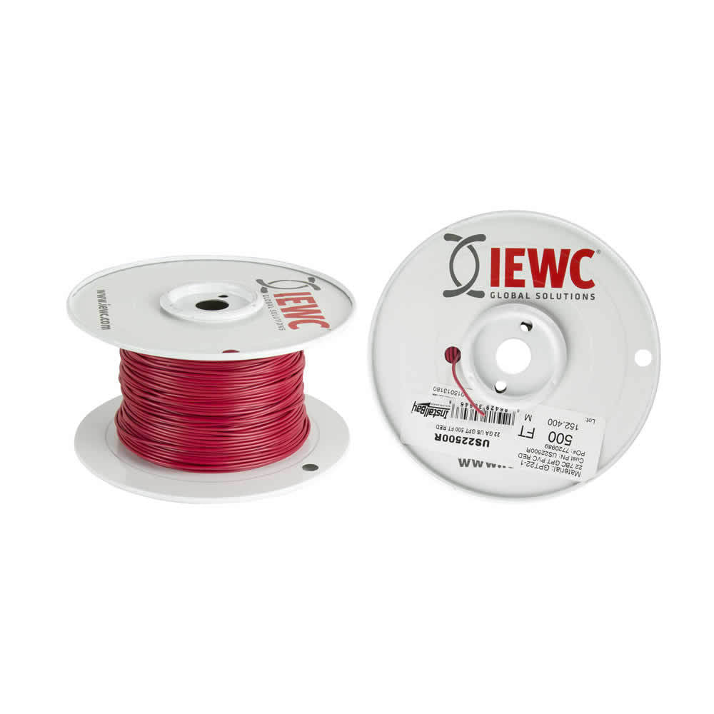 Install Bay US22500R, 22 Ga US GPT All Copper Primary Wire Red - Coil Of 500 Ft