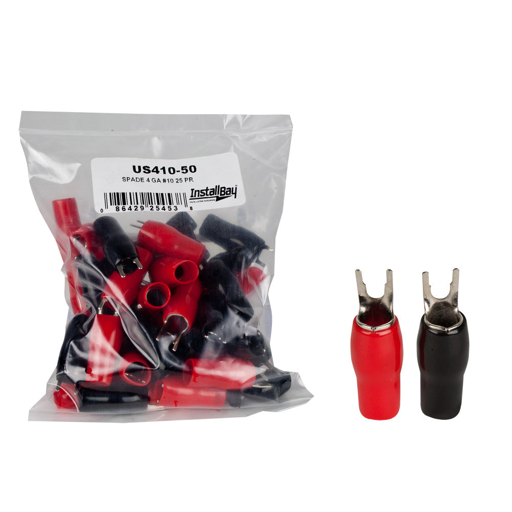 Install Bay US410-50, Barrier Spade Terminal 4 Gauge #10 Nickel - 25 pairs