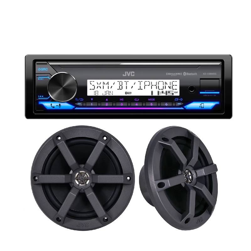 JVC KD-PKX38MBS, Marine Combo Package w/ Digital Media Receiver & 6.5" 2-Way Speakers