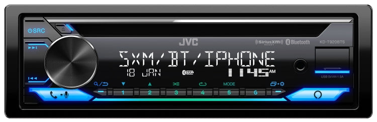 JVC KD-T920BTS, Single Din AM/FM/CD  Player w/ Front USB & Aux Inputs