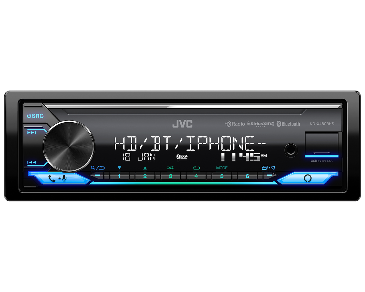 JVC KD-X480BHS, Single Din Digital Media Receiver w/ Alexa Capabilities