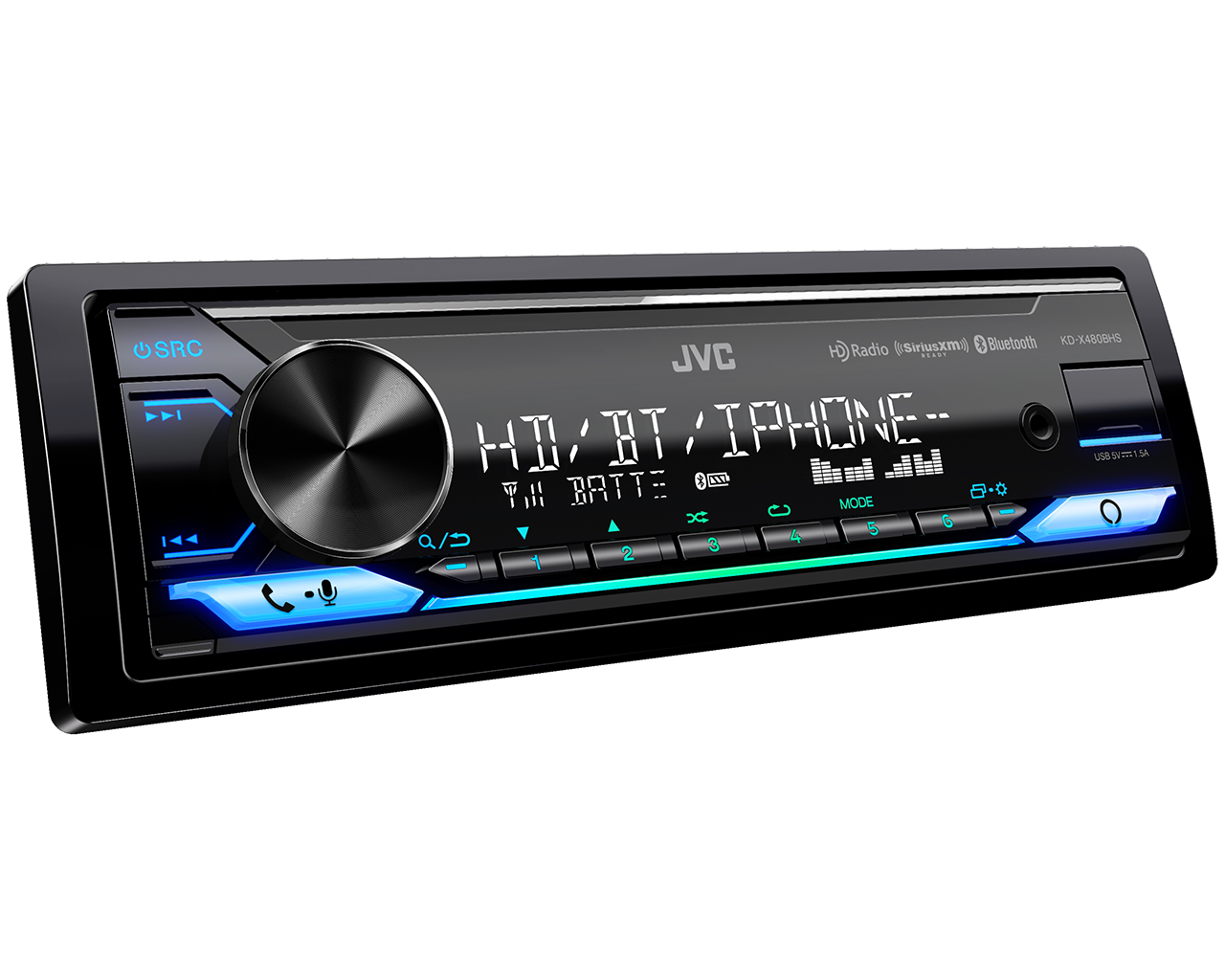JVC KD-X480BHS, Single Din Digital Media Receiver w/ Alexa Capabilities