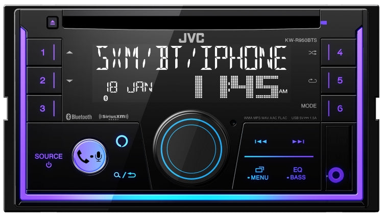 JVC KW-R950BTS, Double Din AM/FM/CD  Player w/ Front USB & Aux Inputs