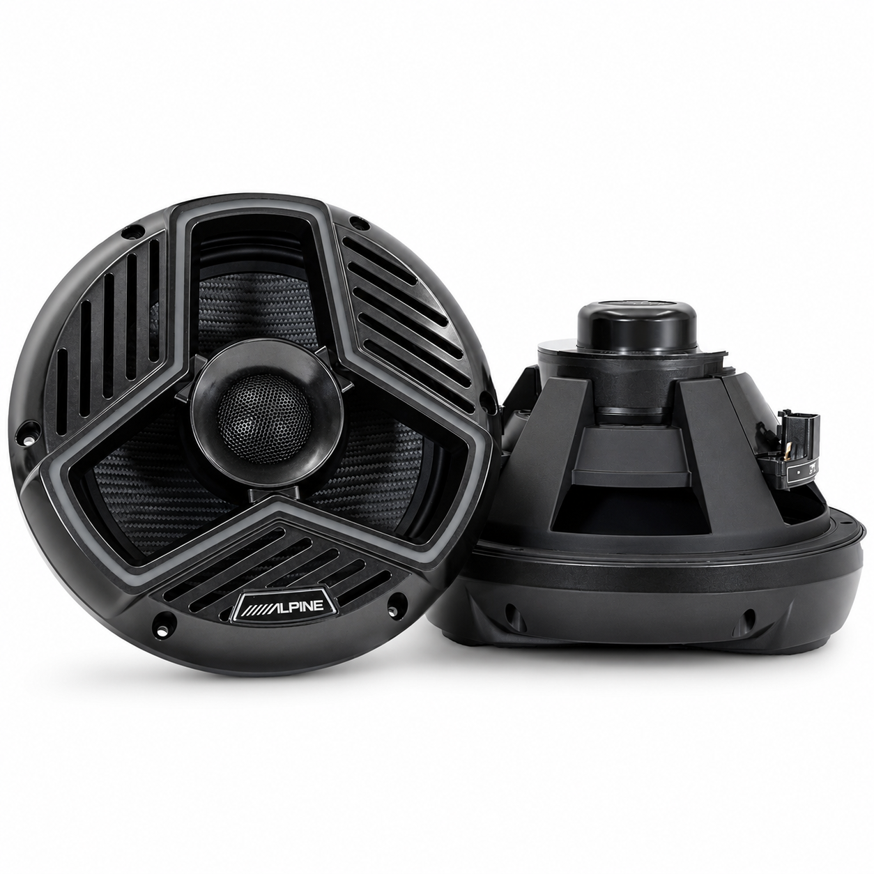 Alpine MRN-S88-LB, 8.8" Marine 2-Way Coaxial Speakers w/ LED Grille - Black