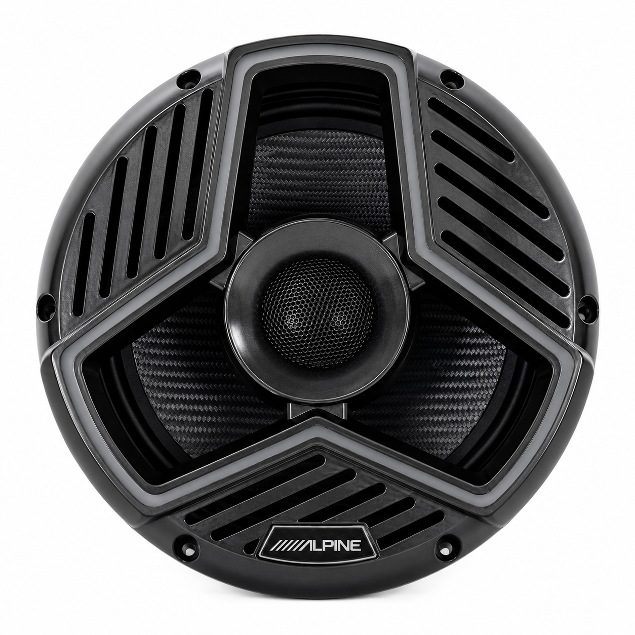 Alpine MRN-S88-LB, 8.8" Marine 2-Way Coaxial Speakers w/ LED Grille - Black