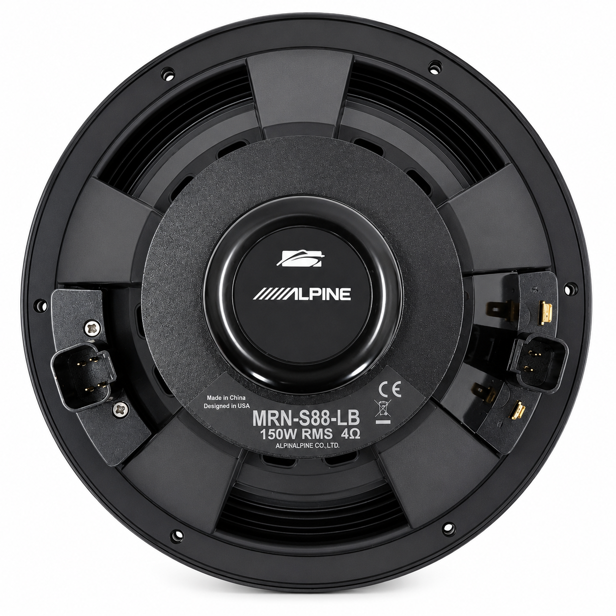 Alpine MRN-S88-LB, 8.8" Marine 2-Way Coaxial Speakers w/ LED Grille - Black